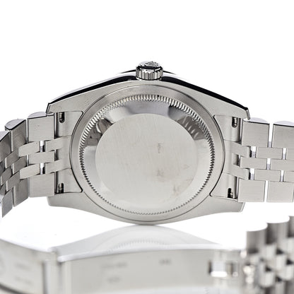 Rolex Stainless Steel 18K White Gold Diamond 36mm Oyster Perpetual Datejust Watch Rhodium Waves 116244 5 of 8