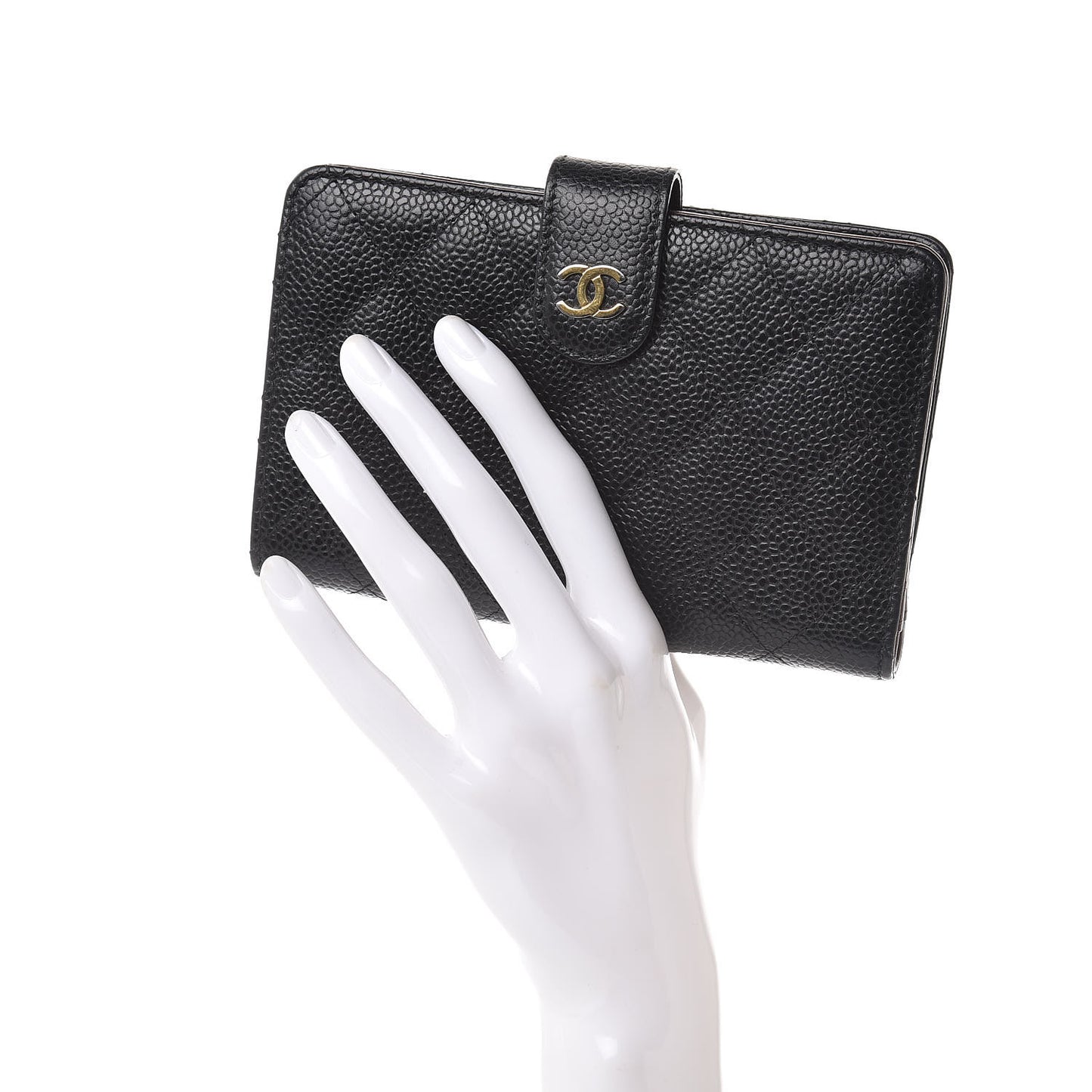 Caviar Quilted Zipped Pocket Wallet Black