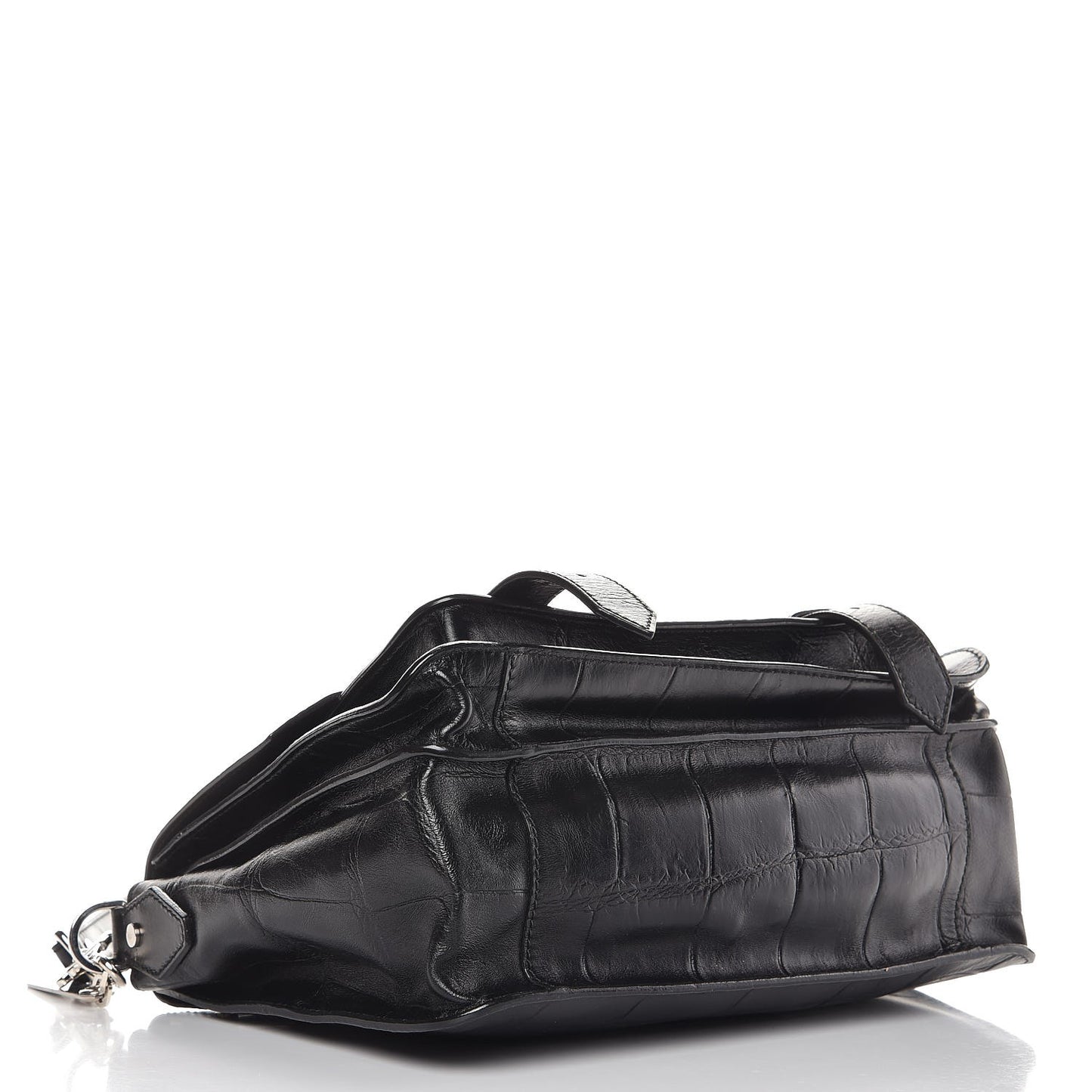 Calfskin Crocodile Embossed Medium PS1 Satchel Black