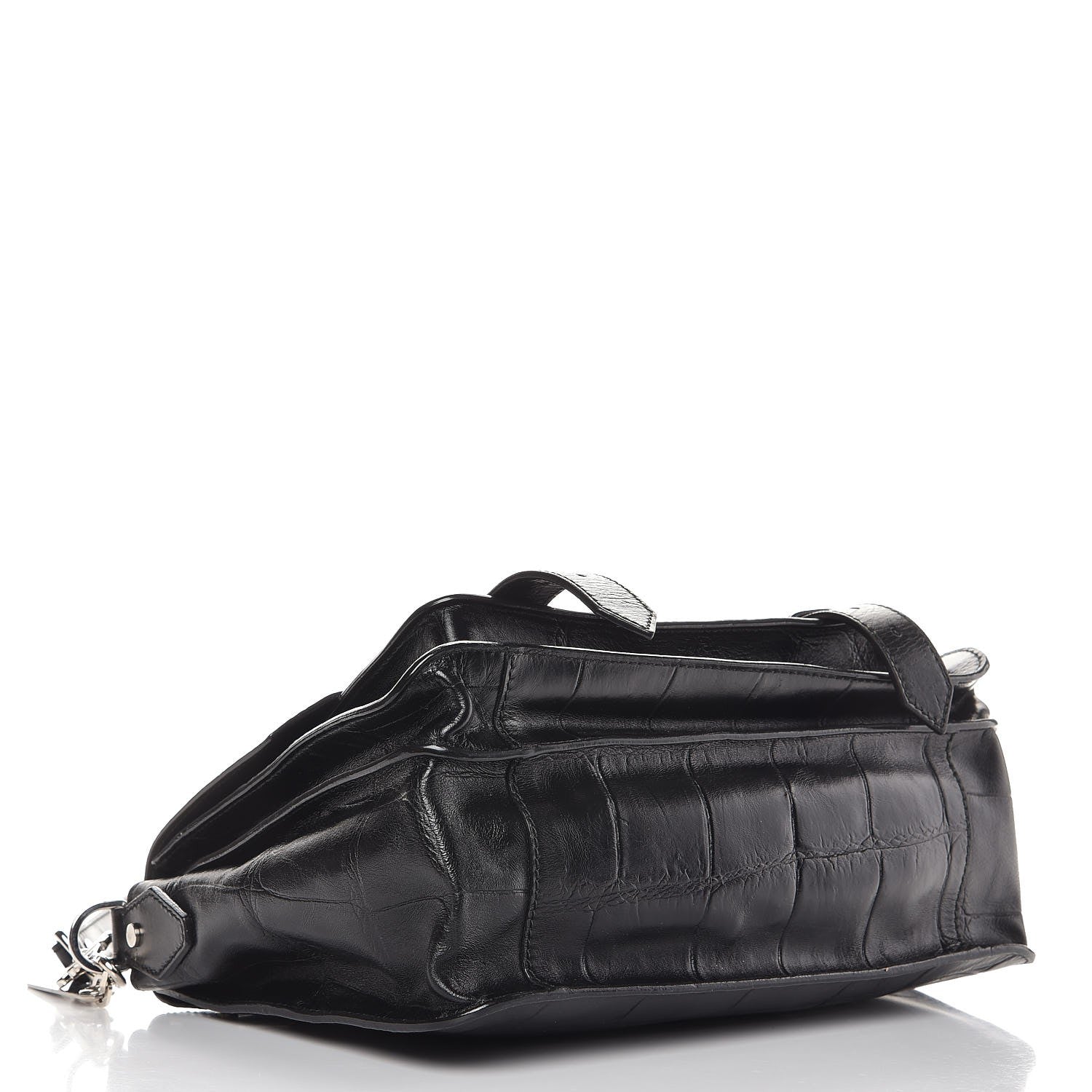Proenza Schouler Calfskin Crocodile Embossed Medium PS1 Satchel Black 4 of 8