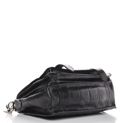 Proenza Schouler Calfskin Crocodile Embossed Medium PS1 Satchel Black 4 of 8