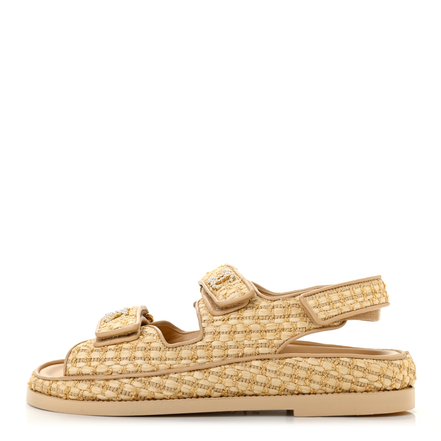 Braided Fabric Velcro Dad Sandals 36.5 Beige