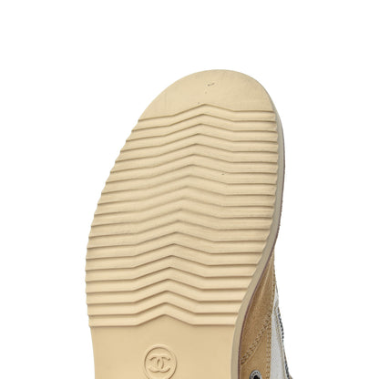 Chanel Toile Suede Calfskin CC Lace Up Short Boots 36 Light Beige 19 of 20