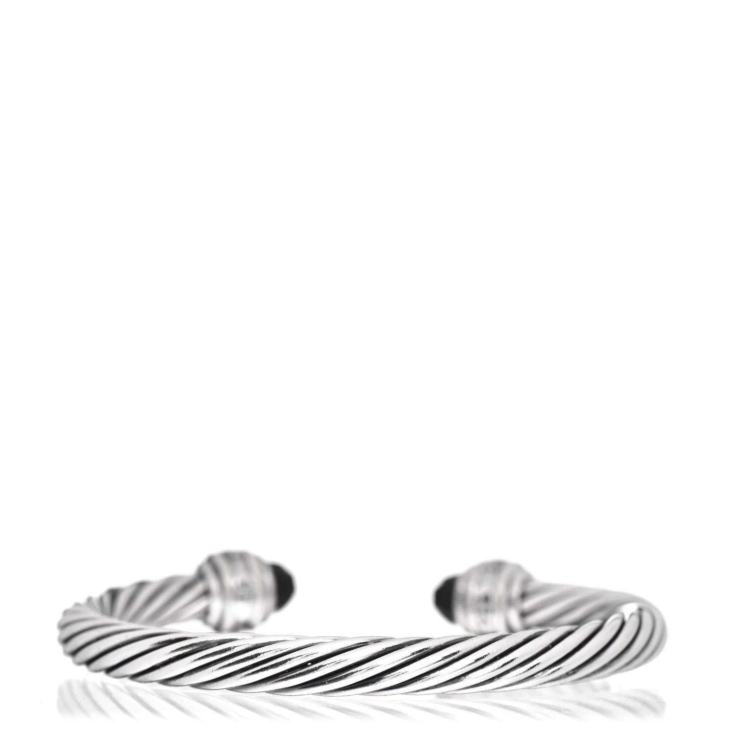 David Yurman Sterling Silver Diamond Black Onyx 7mm Cable Classics Bracelet 3 of 4
