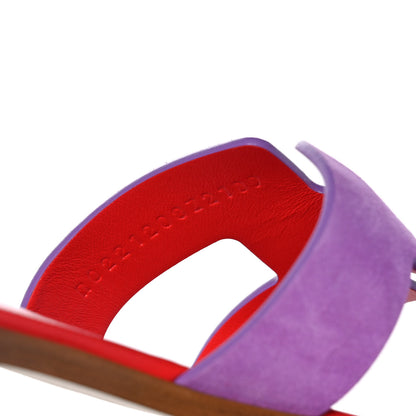 Hermes Suede Goatskin Oran Sandals 37 Violet Parme 8 of 9