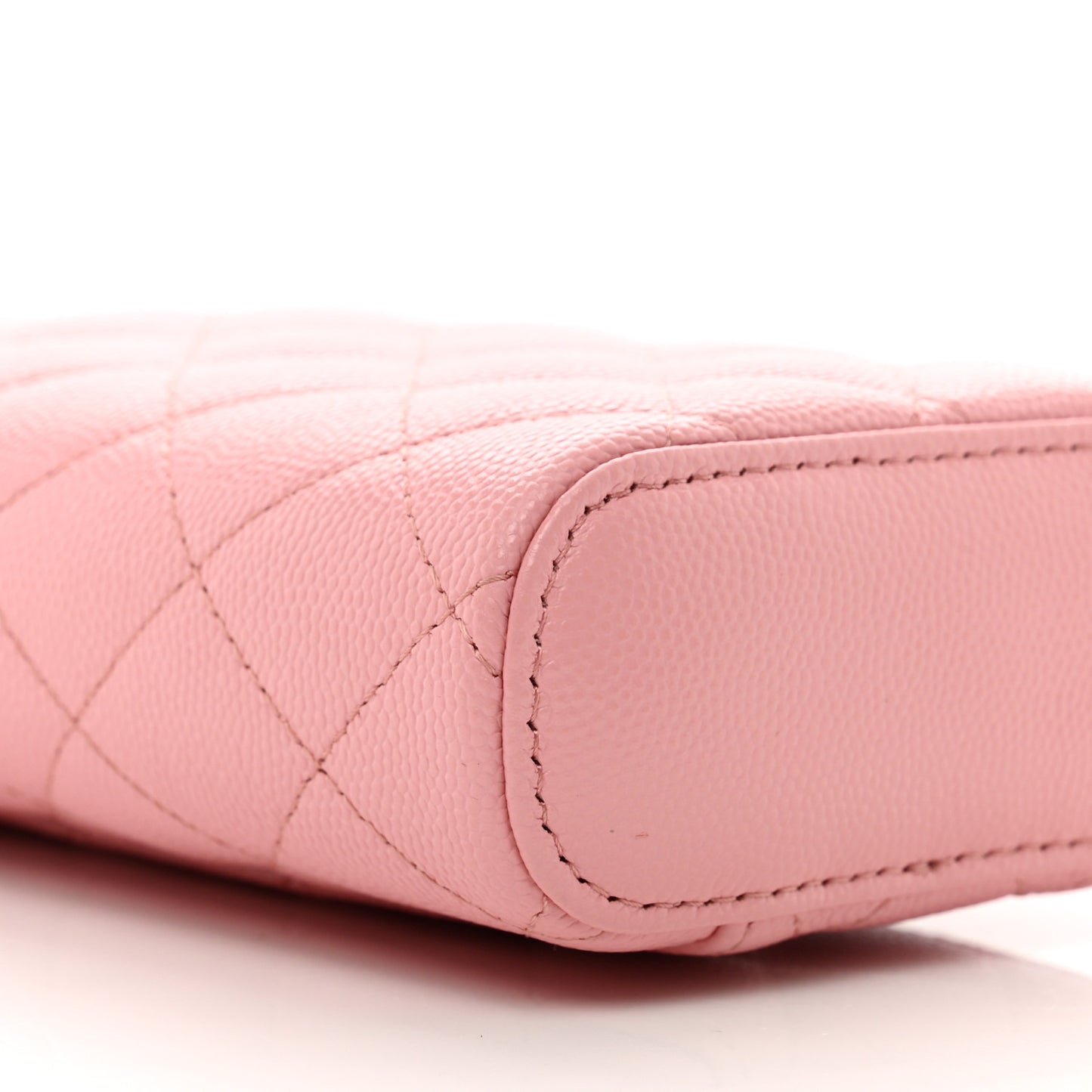 Caviar Quilted Phone Holder With Chain Pink