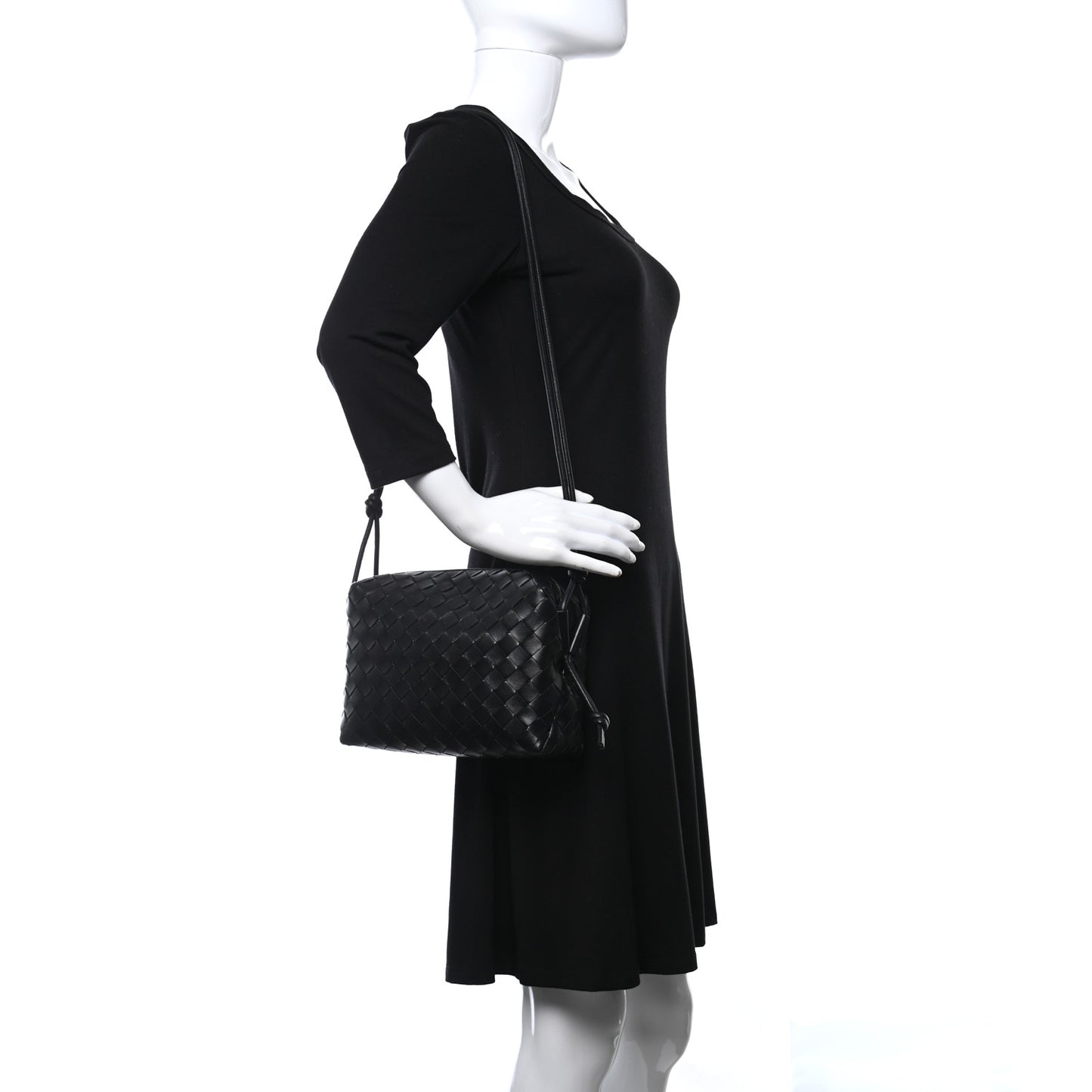 Nappa Intrecciato Nodini Mini Crossbody Black