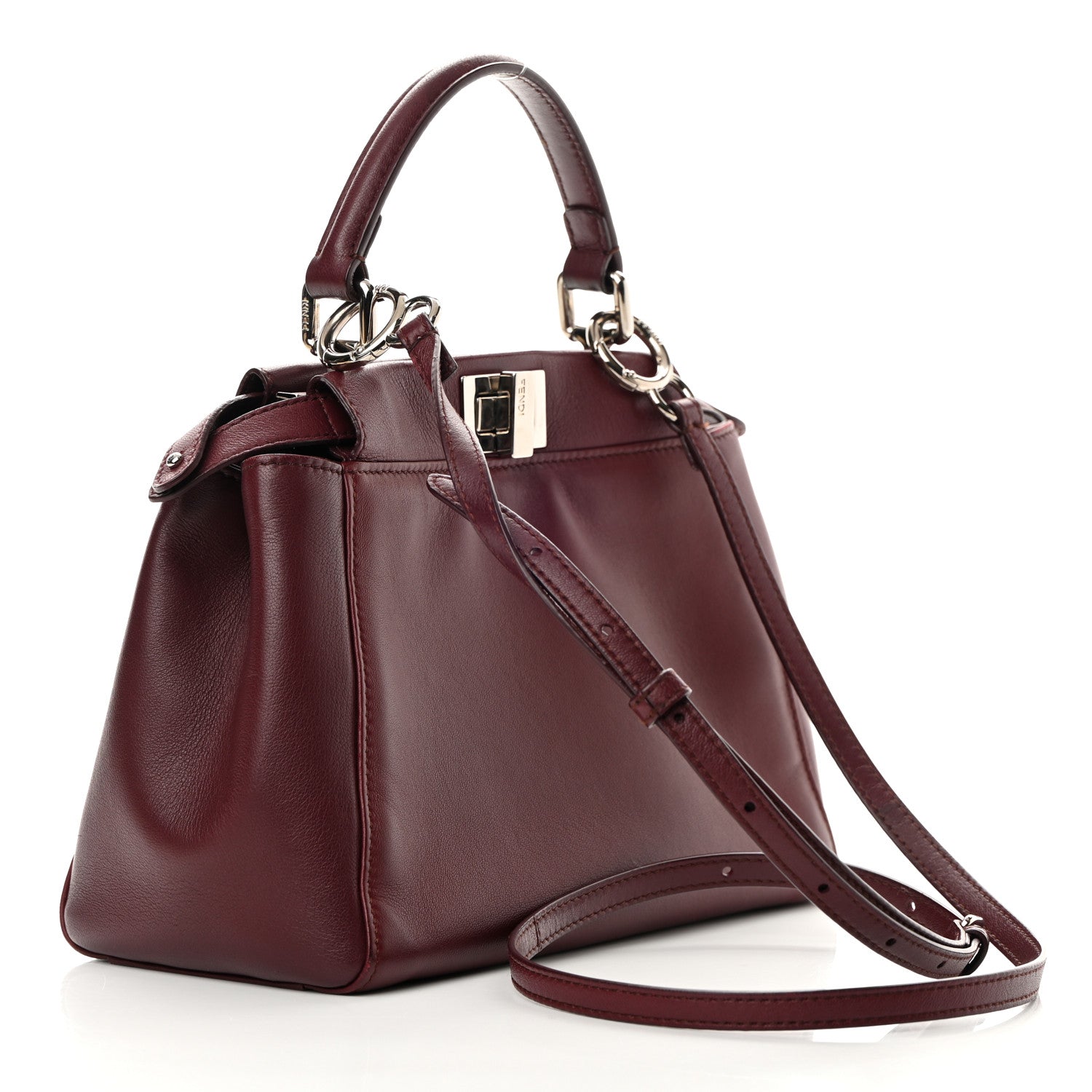 Fendi Nappa Mini Peekaboo Iconic Satchel Bordeaux 3 of 16