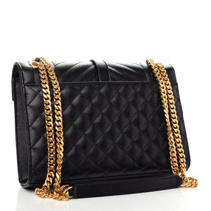 Saint Laurent Grain De Poudre Textured Mixed Matelasse Triquilt Medium Monogram Satchel Black 3 of 10