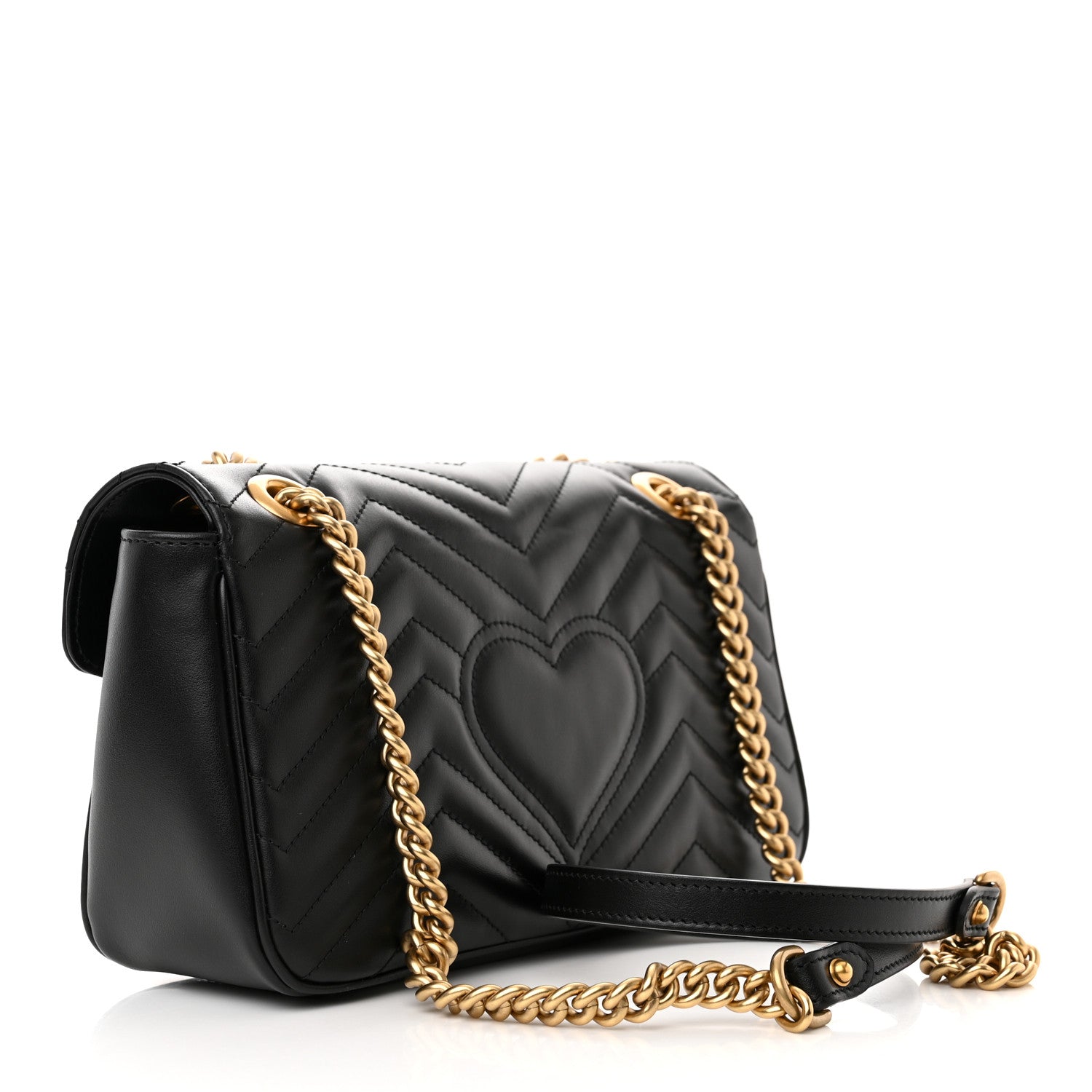 Gucci Calfskin Matelasse Small GG Marmont Shoulder Bag Black 3 of 8