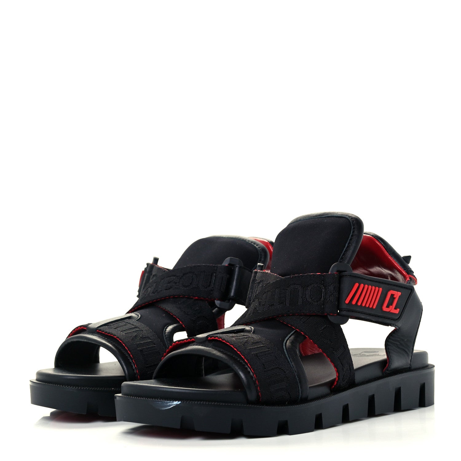 Christian Louboutin Calfskin Velcrissimo Flat Sandals 35.5 Black 2 of 12