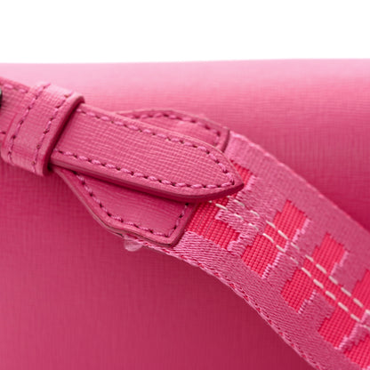 Off-White Saffiano Striped Diag Binder Clip Bag Pink White 12 of 14