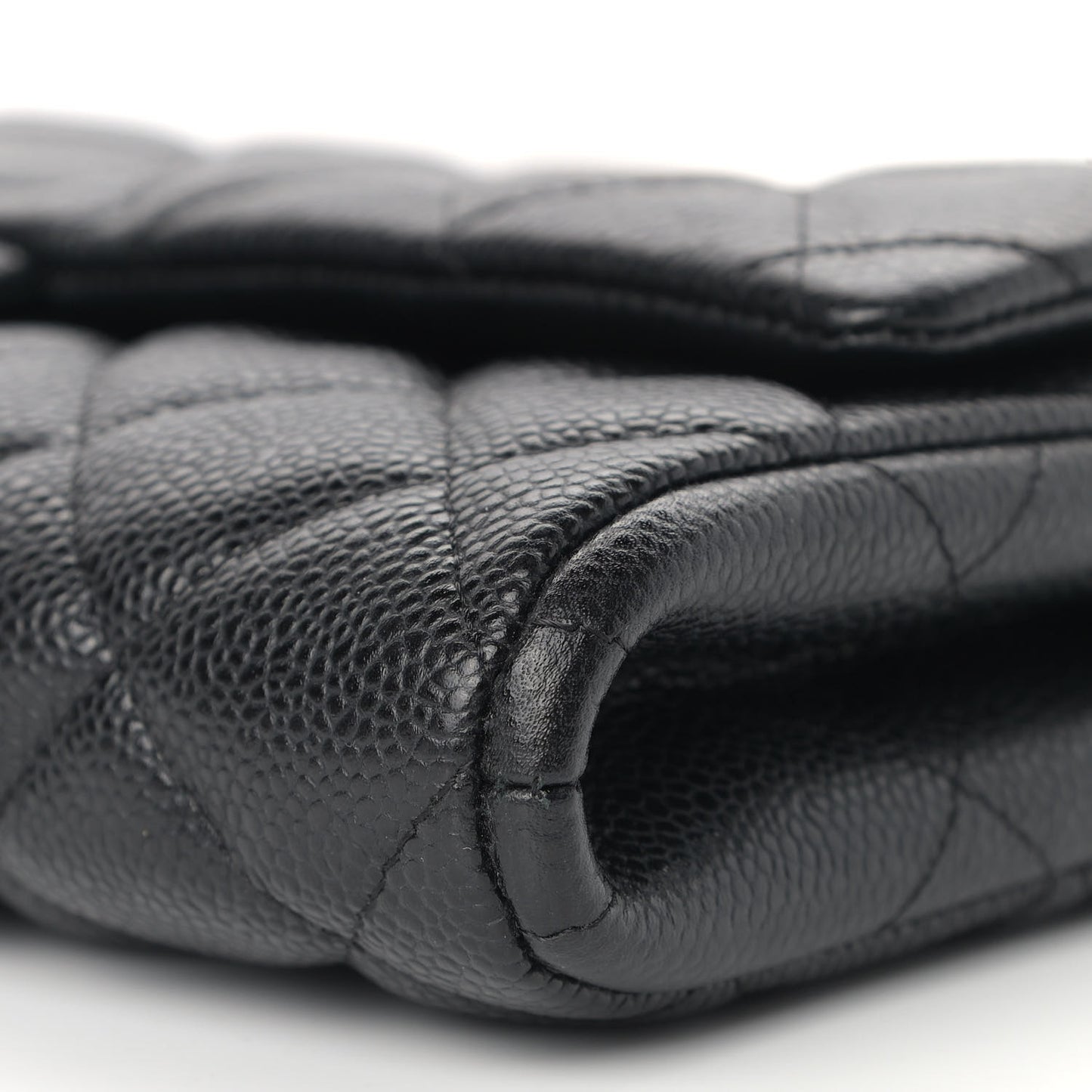 Caviar Quilted Clutch With Chain Flap Black
