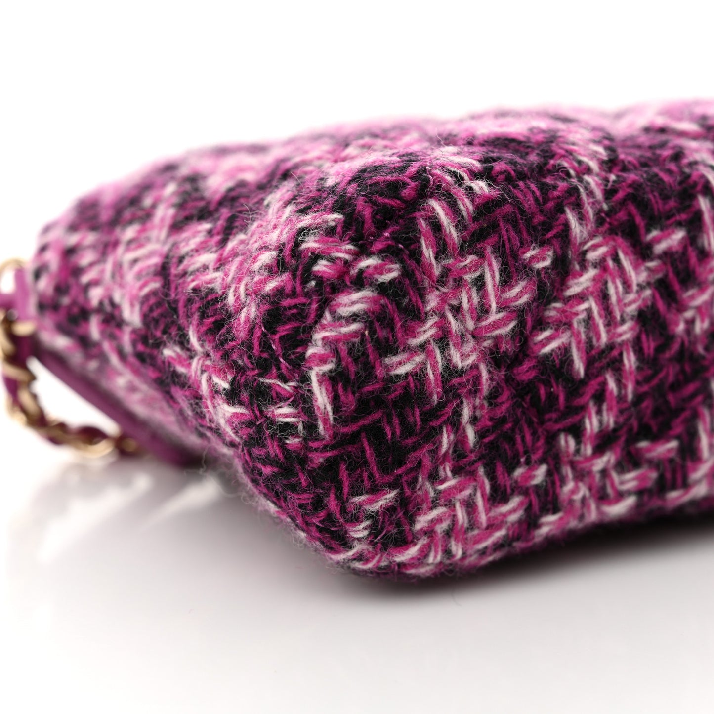 Tweed Quilted Mini Clutch With Chain Purple