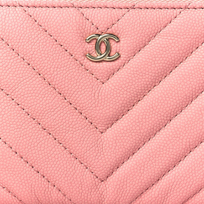 Chanel Flat Caviar Chevron Quilted Small Cosmetic Case Pink 8 of 8