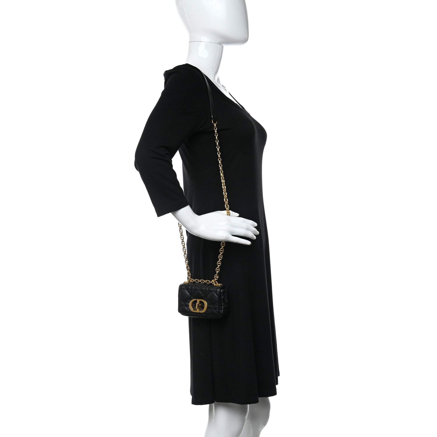 Christian Dior Supple Calfskin Cannage Micro Caro Bag Black 2 of 8