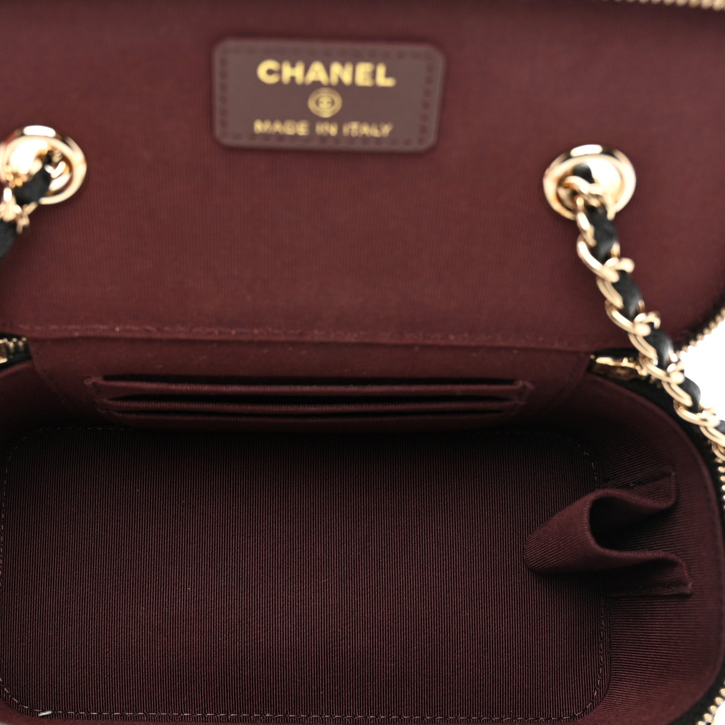 Caviar Quilted Small Vanity Case With Chain Black