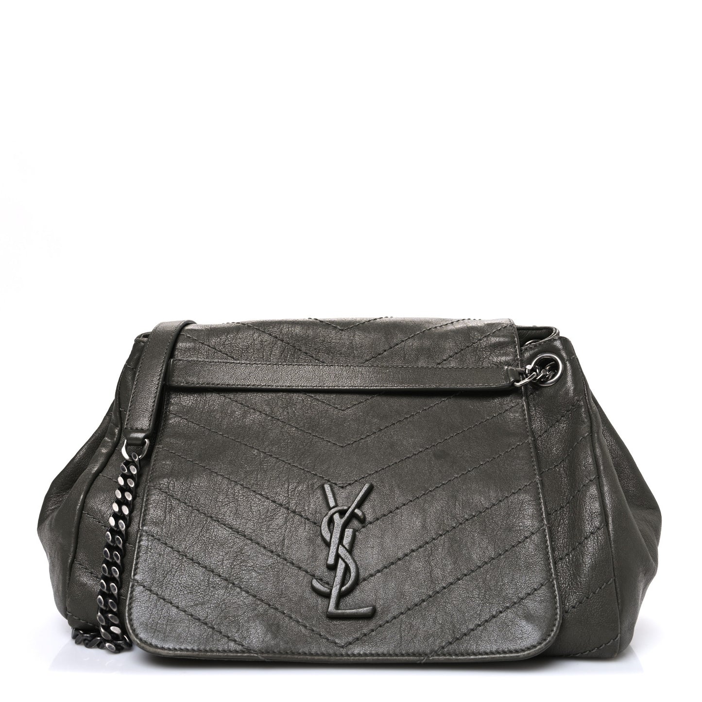 Vintage Lambskin Chevron Monogram Medium Nolita Military Olive