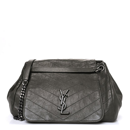 Saint Laurent Vintage Lambskin Chevron Monogram Medium Nolita Military Olive 1 of 10
