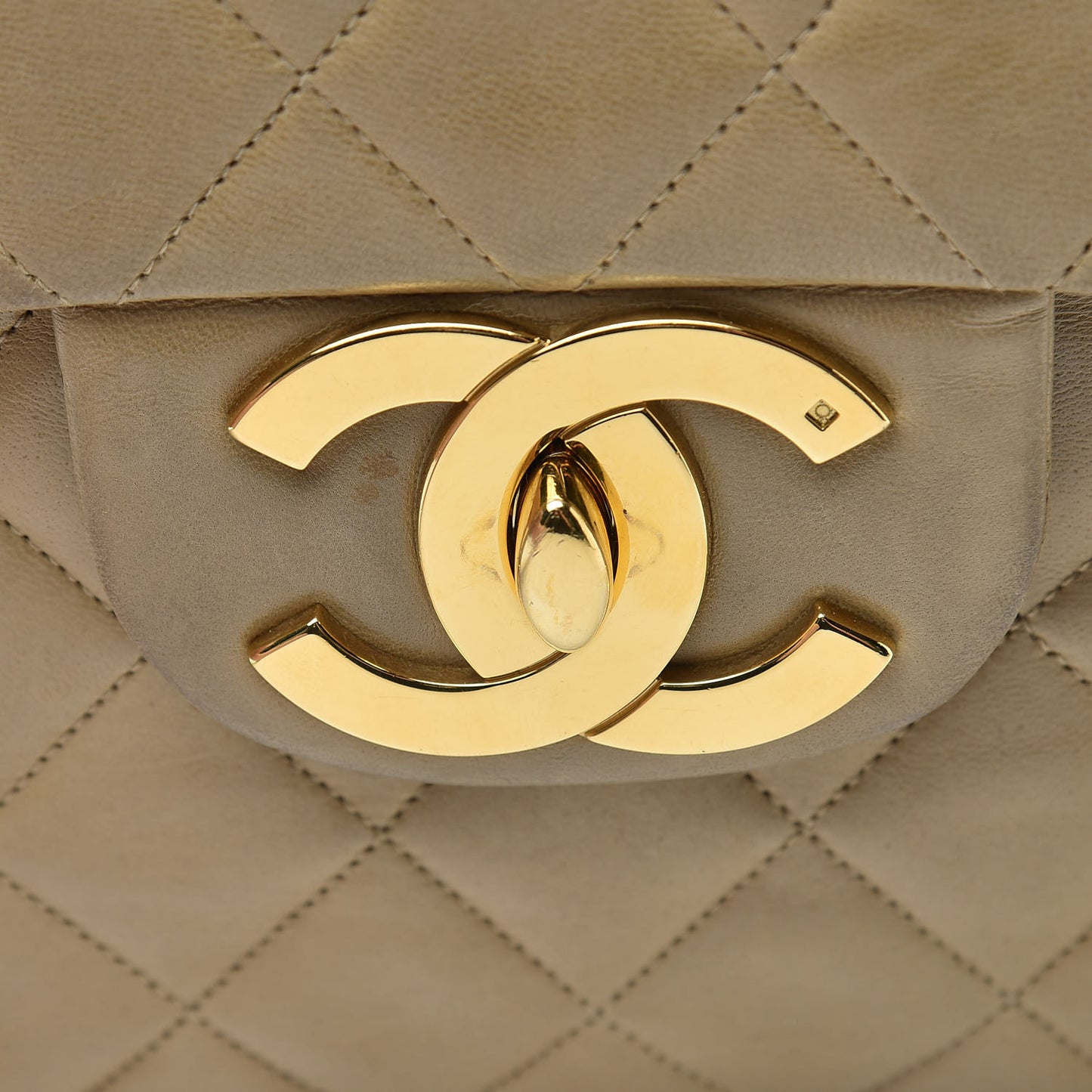 Lambskin Quilted Maxi Single Flap Dark Beige