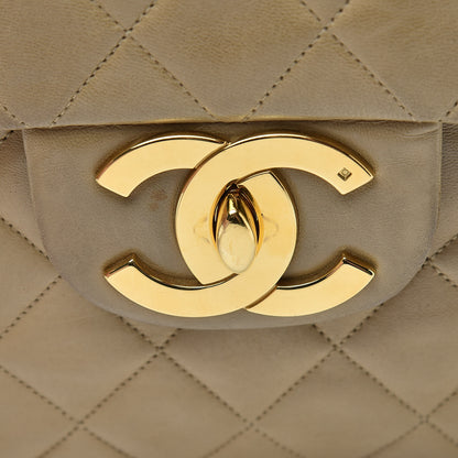 Chanel Lambskin Quilted Maxi Single Flap Dark Beige 19 of 24