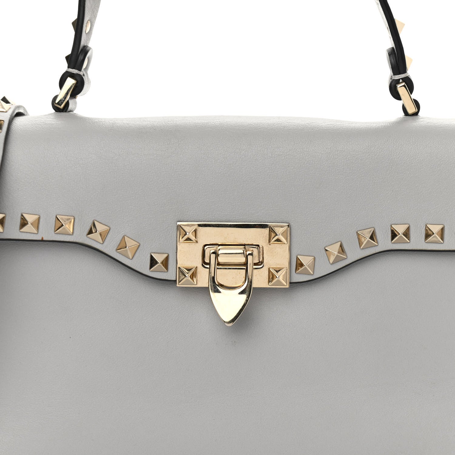 Valentino Garavani Vitello Rockstud Single Handle Flap Bag Pastel Grey 10 of 14