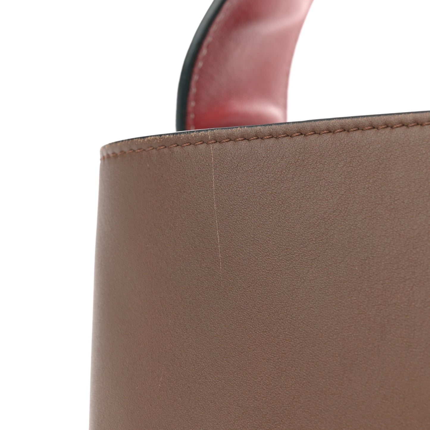 Shiny Smooth Calfskin Small Twisted Cabas Camel Brick