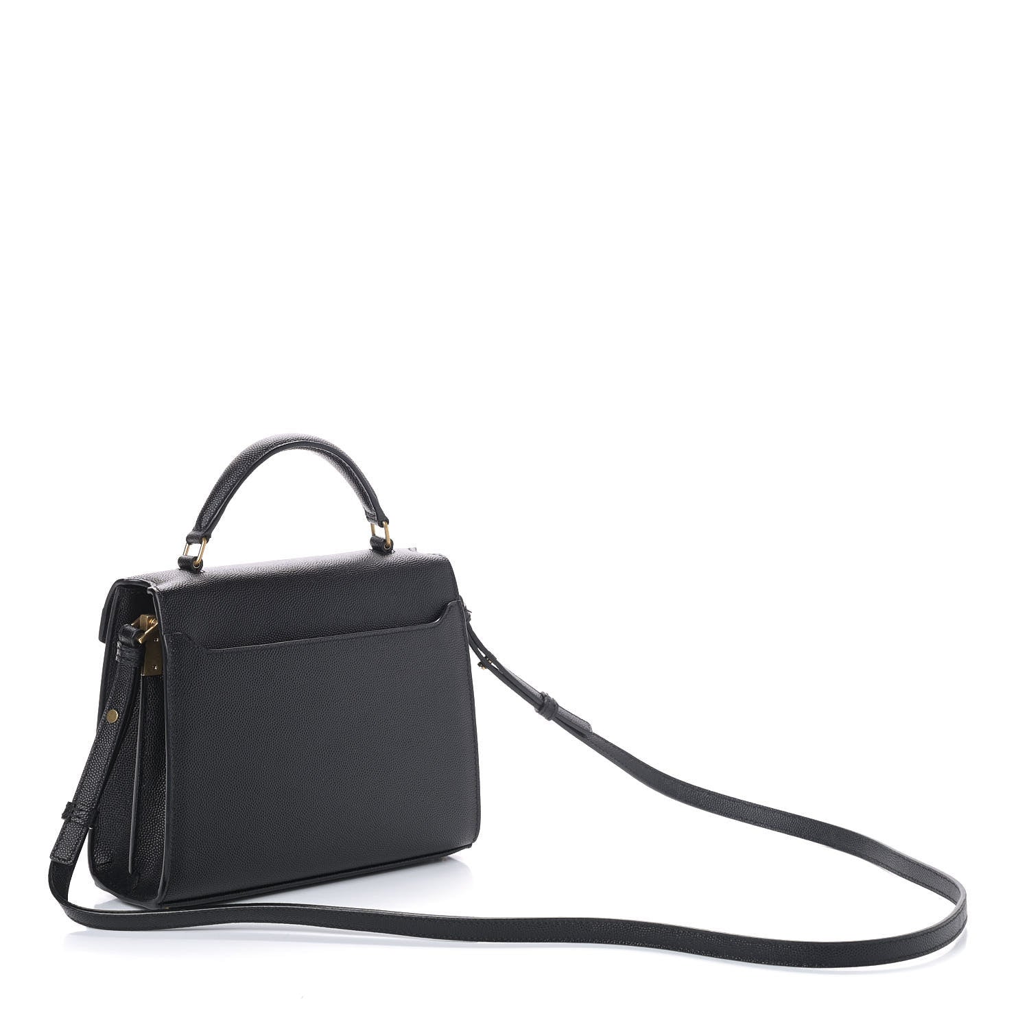 Saint Laurent Grain de Poudre Mini Classic Monogram Cassandra Top Handle Black Rouge Legion 2 of 8
