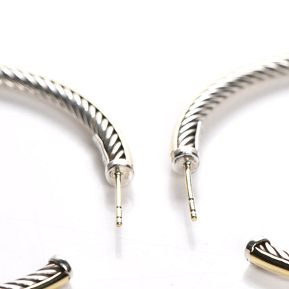 David Yurman Sterling Silver 18K Yellow Gold 56mm Extra Large Cable Hoop Earrings 4 of 7