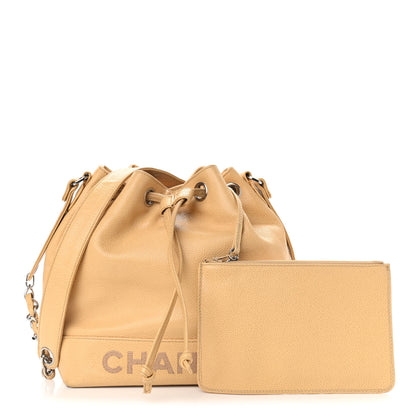 Chanel Caviar CC Drawstring Shoulder Bag Beige 1 of 12