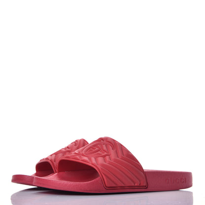 Gucci Rubber Matelasse Womens Slide Sandals 35 Hibiscus Red 3 of 8