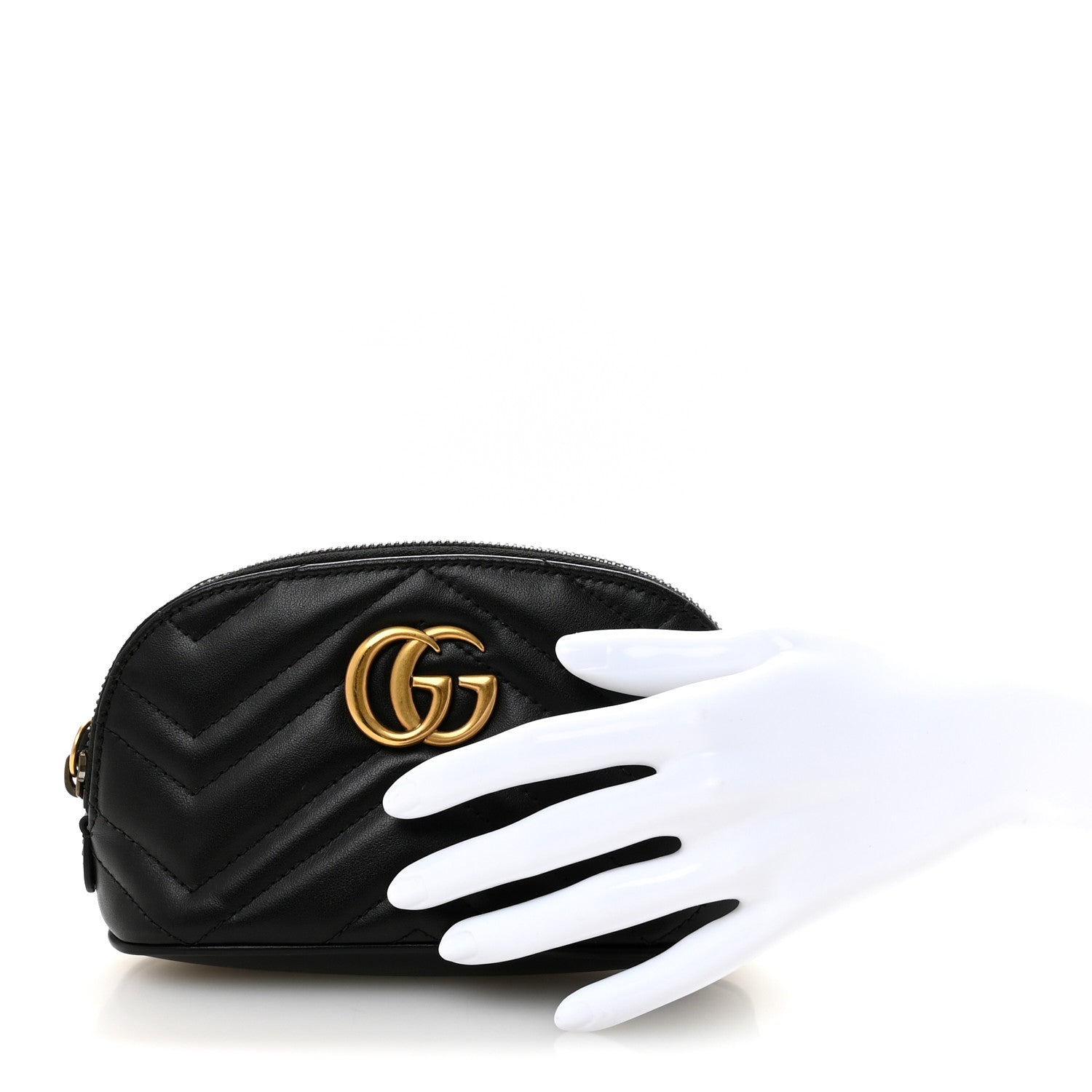 Gucci Calfskin Matelasse GG Marmont Pouch Cosmetic Case Black Black 2 of 7