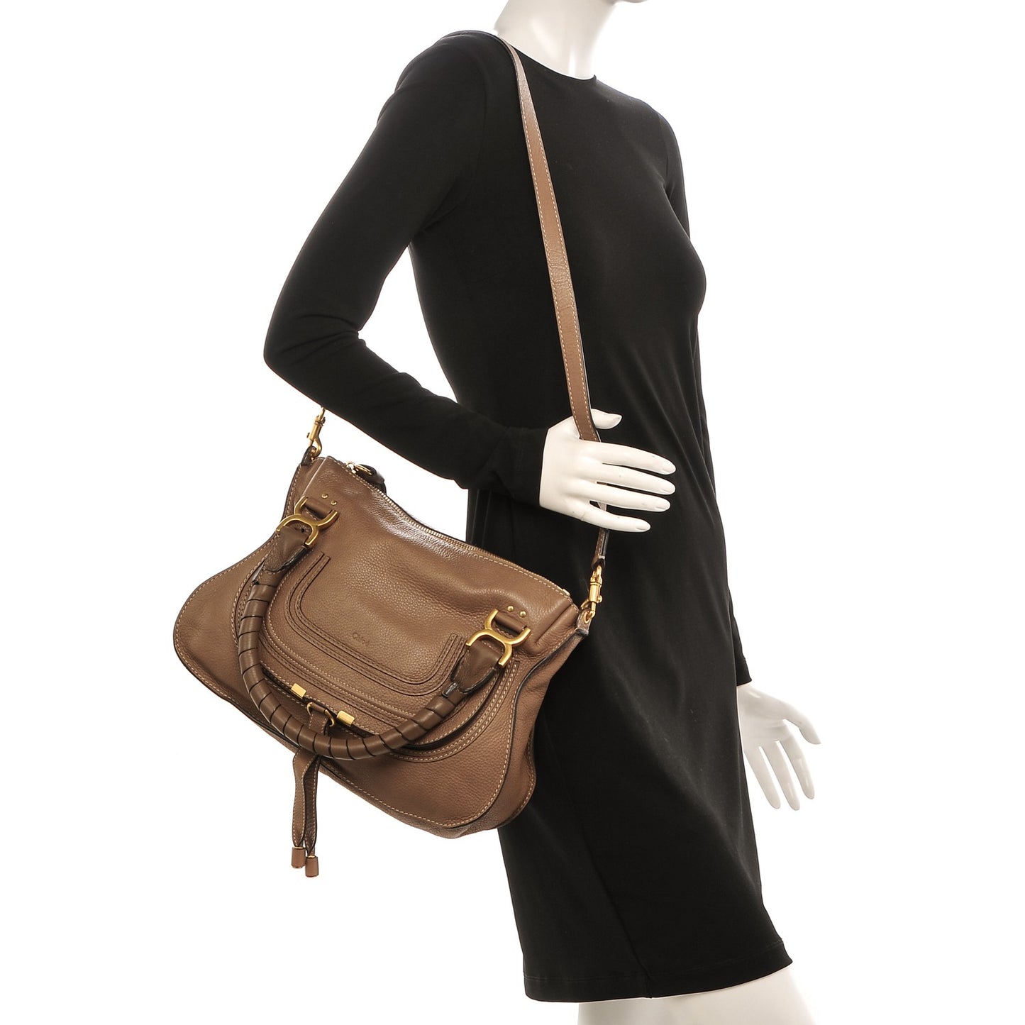 Calfskin Small Marcie Satchel Nut