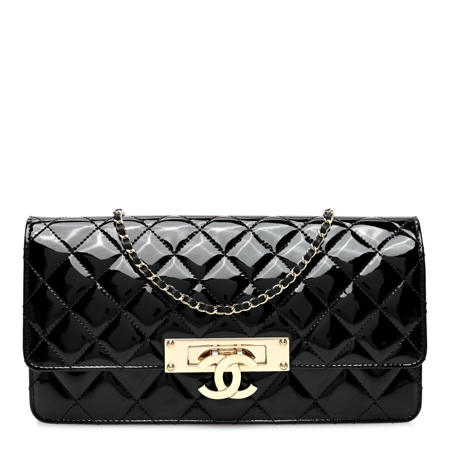Chanel Patent Quilted Golden Class Wallet on Chain WOC Black 1 of 10