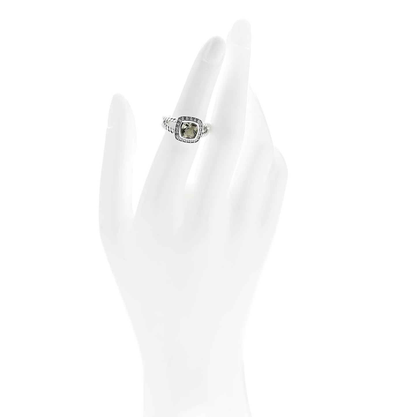 Sterling Silver Diamond Prasiolite 7mm Petite Albion Ring 50 5.5