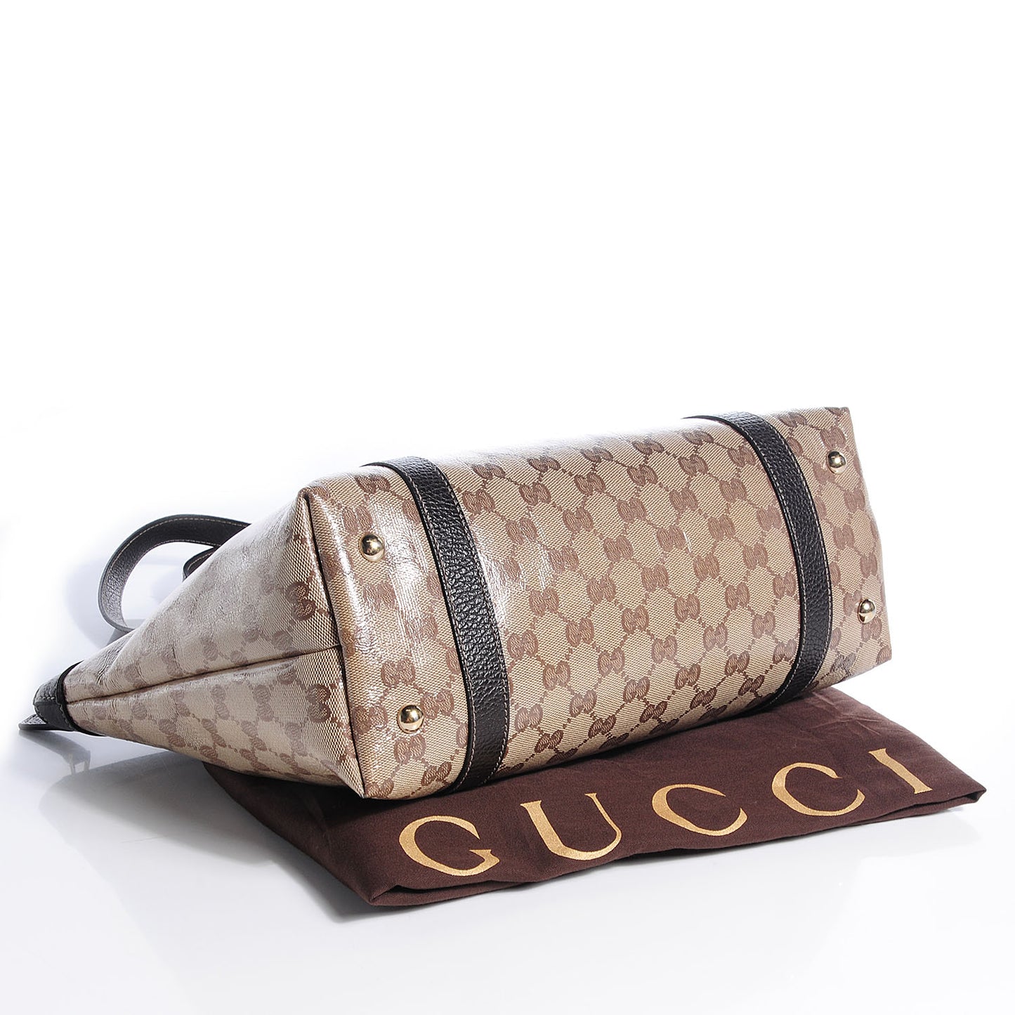 Crystal Monogram Abbey Zippered Tote Dark Brown