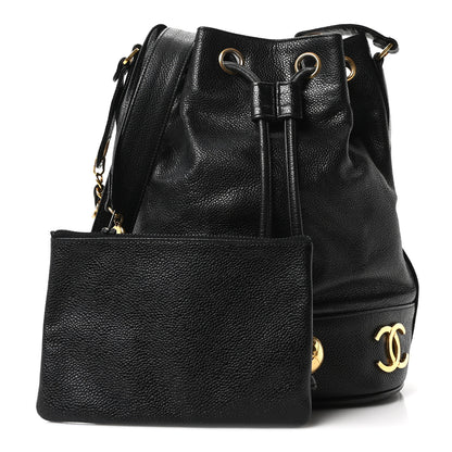 Chanel Caviar CC Drawstring Shoulder Bag Black 3 of 11