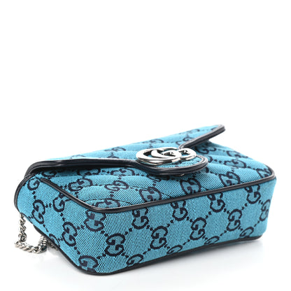 Gucci Monogram Multicolor Matelasse Diagonal Super Mini GG Marmont Shoulder Bag Light Blue 4 of 9