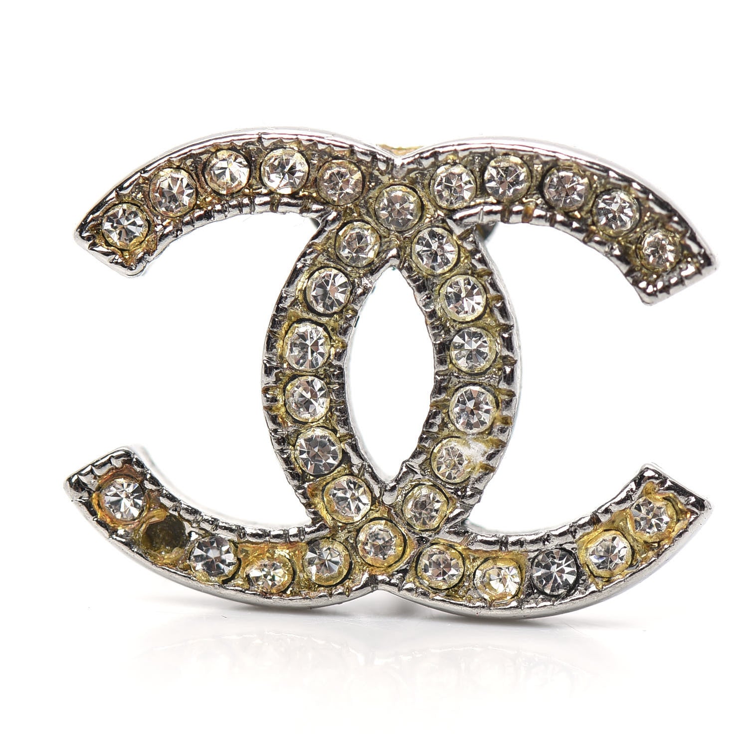 Chanel Crystal CC Earrings Silver 5 of 5