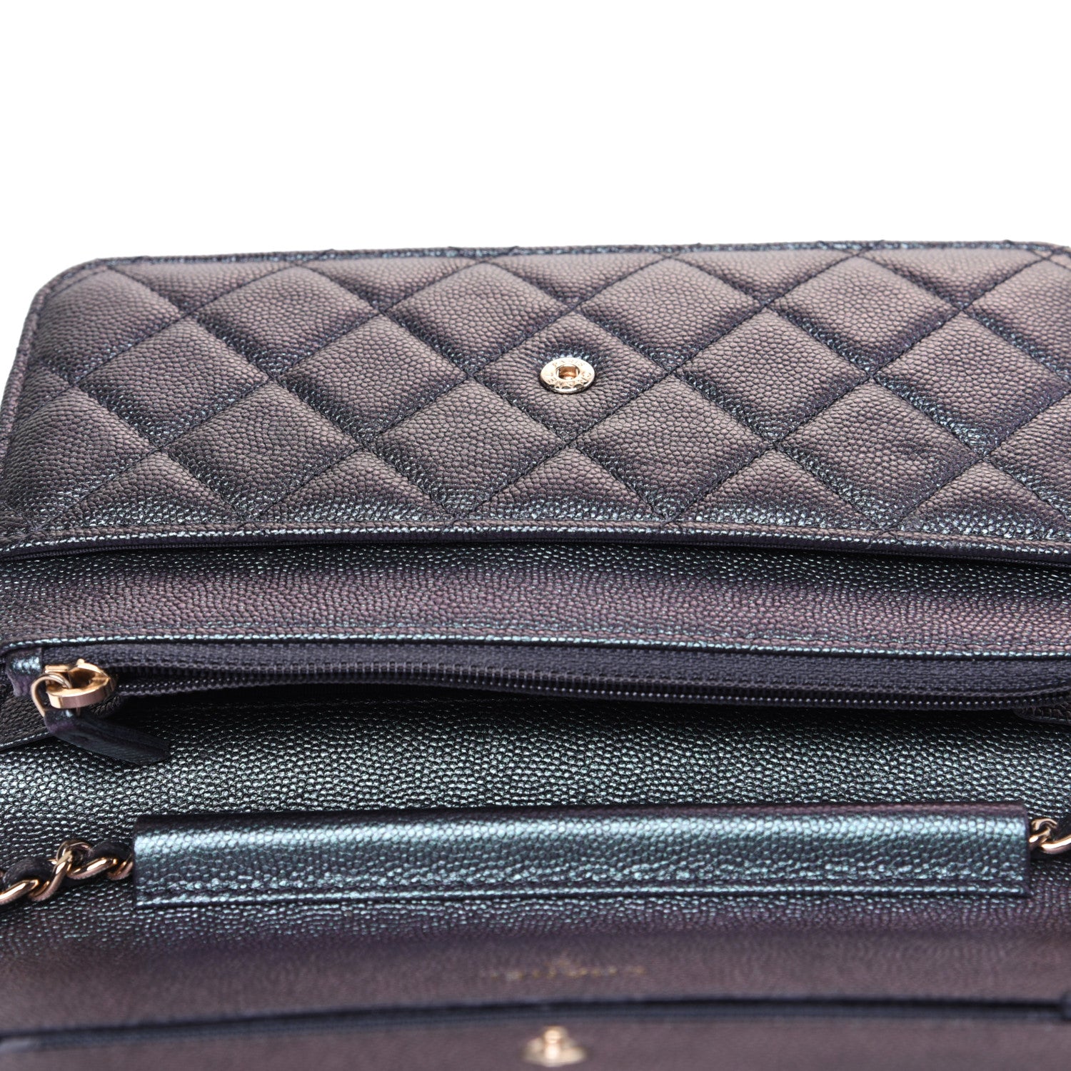 Chanel Iridescent Caviar Quilted Wallet On Chain WOC Black 21 of 29
