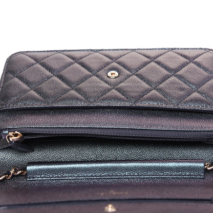 Chanel Iridescent Caviar Quilted Wallet On Chain WOC Black 21 of 29