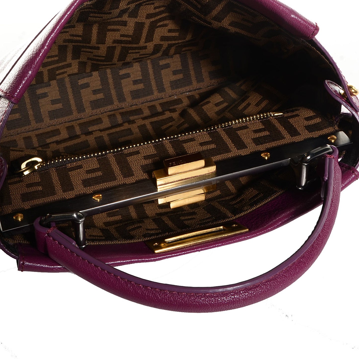 Goatskin Zucca Medium Peekaboo Iconic Satchel Ciclamino Tobacco Moro