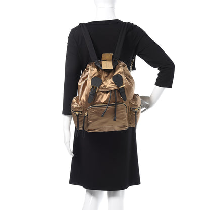 Burberry Metallic Satin Nylon Medium Rucksack Backpack Gold 2 of 9