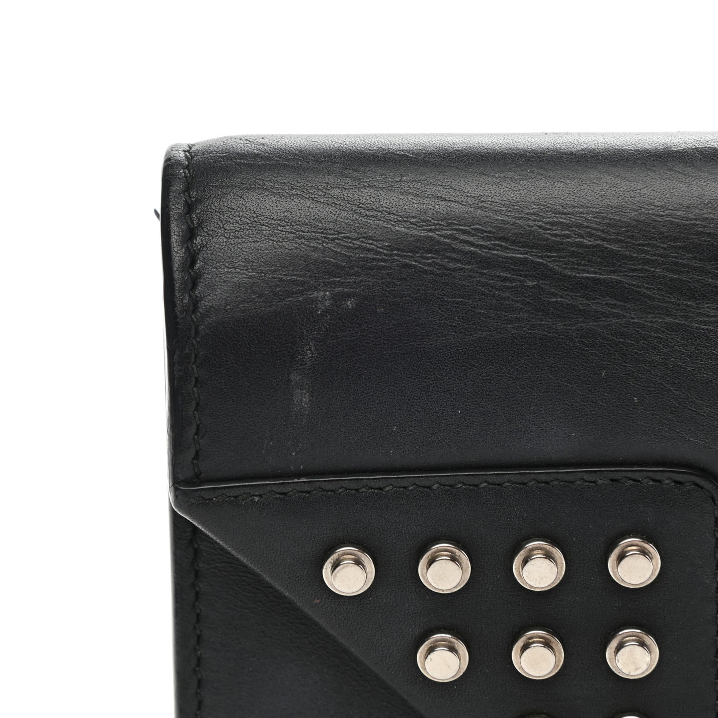 Calfskin Studded Betty Clutch Black