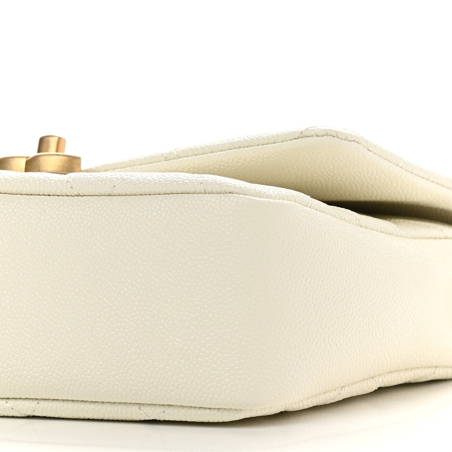 Shiny Caviar Quilted Small Chain Melody Flap White