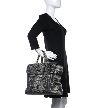 3.1 Phillip Lim Calfskin Crocodile Embossed Large Pashli Satchel Antique Grey 2 of 11