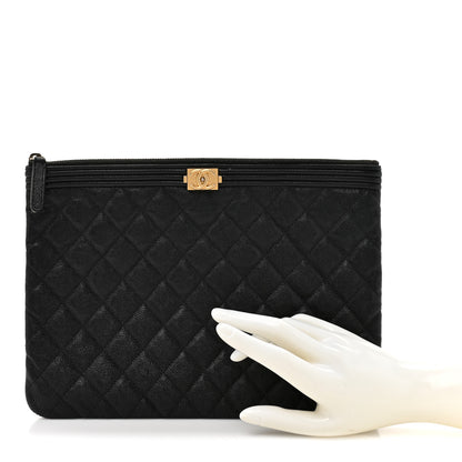 Chanel Caviar Quilted Medium Boy Cosmetic Case Black 2 of 7