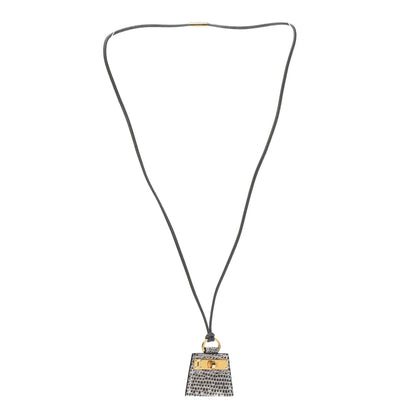 Hermes Lizard Small Monpetitkelly Pendant Necklace Ombre 3 of 4