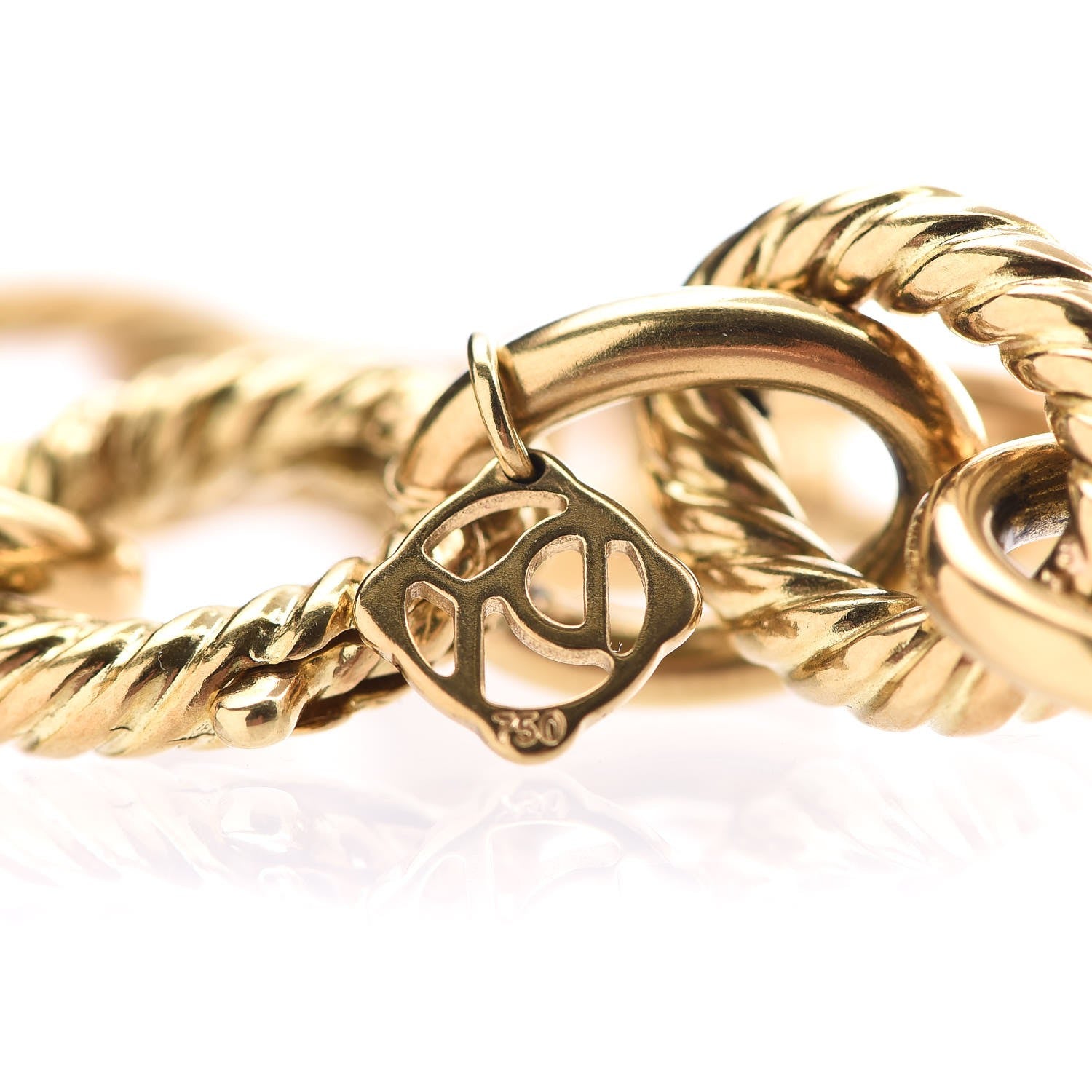David Yurman 18K Yellow Gold 12mm Large Oval Link Bracelet 4 of 5