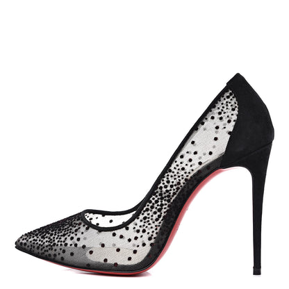 Christian Louboutin Plumeti Chiffon Suede Follies Lace 100 Pumps 36 Black 1 of 9